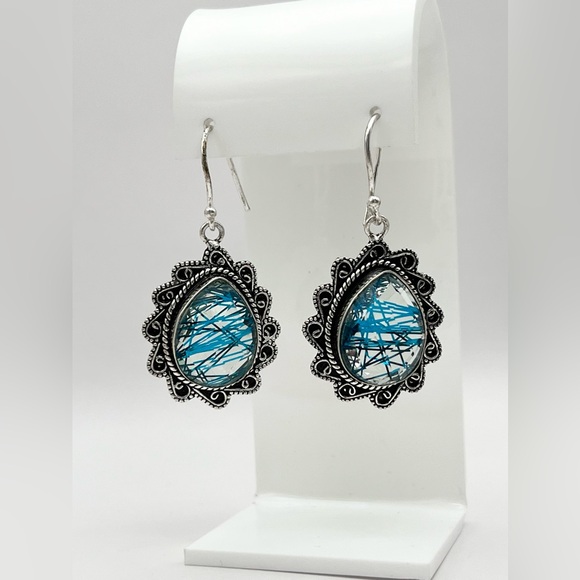 BLUE RUTILE EARRINGS - Picture 13 of 15